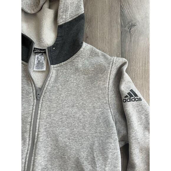 ADIDAS Men's (Size‎ Medium) Gray Full Zip Hoodie Hooded Sweatshirt Pockets Logo - Picture 3 of 4